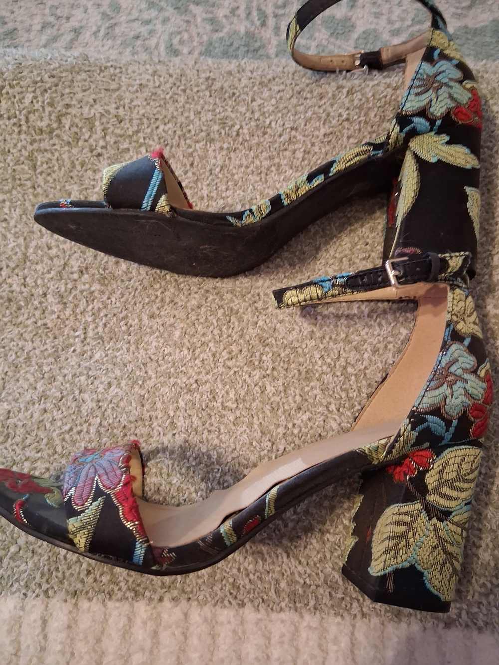 Marc Fisher Embroidered Floral Ankle-Strap Sandals in Multicolor - Picture 3 of 7